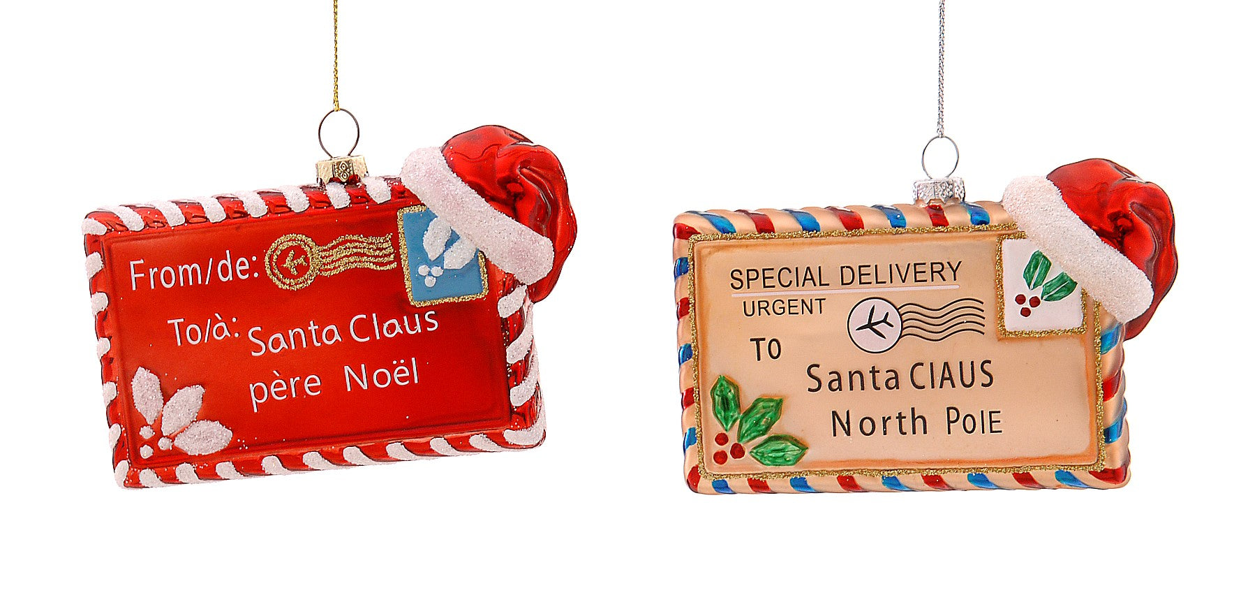 Premium Glass Red Gold Envelop Ornament- 1Pc