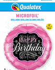 Birthday Pink & Black Round Balloon