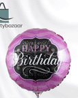 Birthday Pink & Black Round Balloon