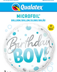 Birthday Boy Blue Dots Round Balloon