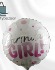 Birthday Girl Pink Dots Round Balloon