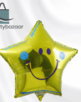 Green Smiley Star Balloon (Helium) - 18 Inches