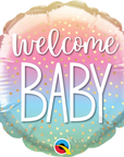 Welcome Baby Round Rainbow Confetti Balloon