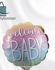 Welcome Baby Round Rainbow Confetti Balloon