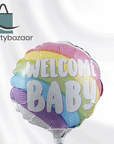 Welcome Baby Round Birthday Rainbow Balloon