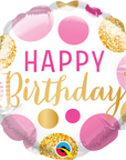 Pink & Gold Dots Round Birthday Balloon