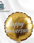 Anniversary Heart Gold Round Balloon