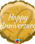 Anniversary Heart Gold Round Balloon