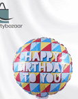 Happy Birthday Plaid Round Balloon