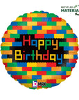 Happy Birthday Blocks Round Balloon