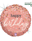 B-Day Rose Gold Confetti Round Balloon
