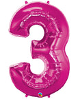 Number 3 Magenta Balloon
