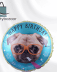 Pug Puppy Happy Birthday Round Balloon