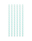 20 Paper straws 6mm x 197mm striped Baby Blue