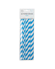 20 Paper straws 6mm x 197mm striped Blue