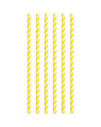 20 Paper straws 6mm x 197mm striped Yellow