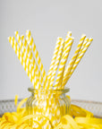 20 Paper straws 6mm x 197mm striped Yellow