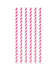20 Paper straws 6mm x 197mm striped Hot Pink