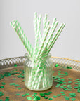 20 Paper straws 6mm x 197mm striped Light Green