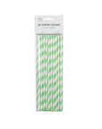 20 Paper straws 6mm x 197mm striped Light Green