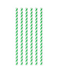 20 Paper straws 6mm x 197mm striped Green