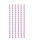 20 Paper straws 6mm x 197mm striped Purple