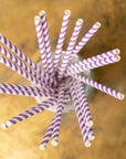 20 Paper straws 6mm x 197mm striped Purple