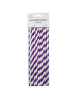 20 Paper straws 6mm x 197mm striped Purple