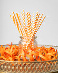 20 Paper straws 6mm x 197mm striped Orange