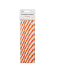 20 Paper straws 6mm x 197mm striped Orange