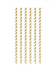 20 Paper straws 6mm x 197mm striped Gold Hot Stamping