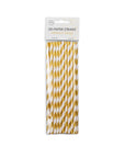 20 Paper straws 6mm x 197mm striped Gold Hot Stamping