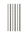20 Paper straws 6mm x 197mm striped Black