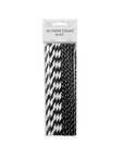 20 Paper straws 6mm x 197mm striped Black