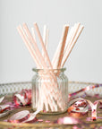 20 Paper straws 6mm x 197mm striped Baby Pink
