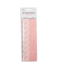 20 Paper straws 6mm x 197mm striped Baby Pink
