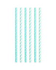 20 Paper straws 6mm x 197mm striped Baby Blue