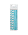 20 Paper straws 6mm x 197mm striped Baby Blue