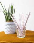 20 Paper straws 6mm x 197mm striped Lilac