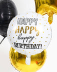 Happy Birthday Gold Round Balloon