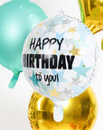 Stars Blue Gold Birthday Round Balloon