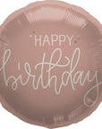Happy Birthday Crème Rose Round Balloon
