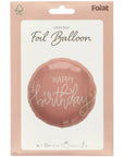 Happy Birthday Crème Rose Round Balloon