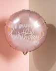 Happy Birthday Crème Rose Round Balloon