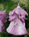 Pink Glitter Bells Ornament- 2Pc
