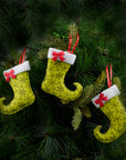 Green Stocking Ornament- 4Pc