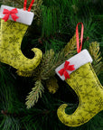 Green Stocking Ornament- 4Pc