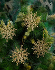 Gold Glitter Snow Flake Ornament- 6Pc