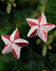 Glitter Red Snow Star Ornament- 2Pc