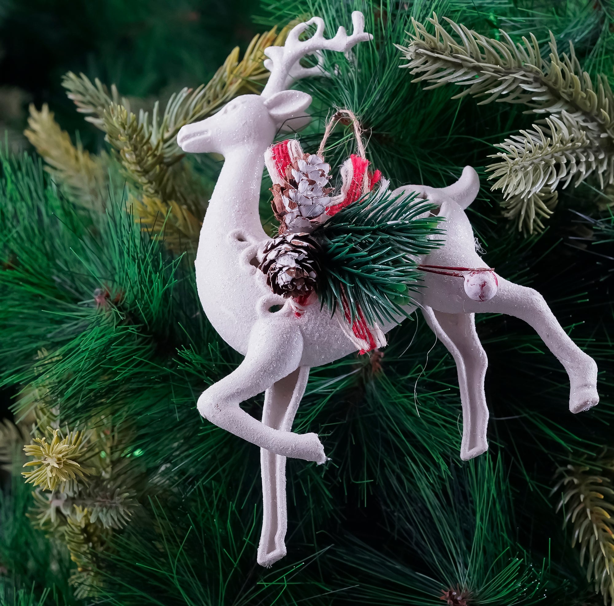 White Reindeer Ornament- 1Pc